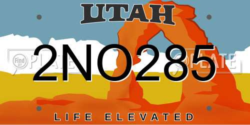 2NO285 Utah License Plate