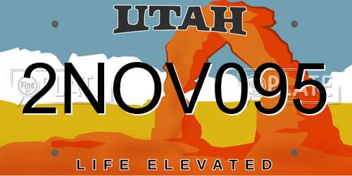 2NOV095 Utah License Plate