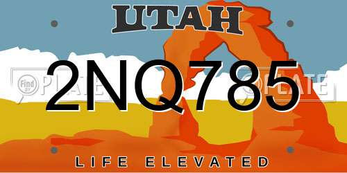 2NQ785 Utah License Plate