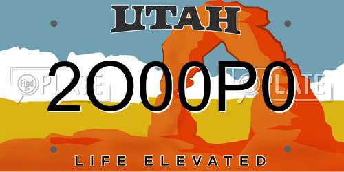 2O00P0 Utah License Plate