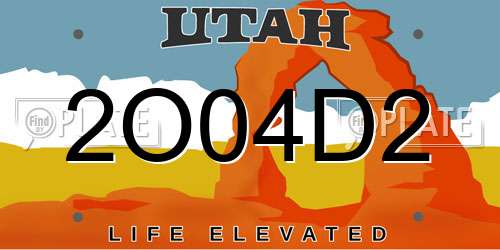 2O04D2 Utah License Plate