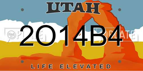 2O14B4 Utah License Plate