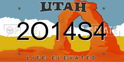 2O14S4 Utah License Plate