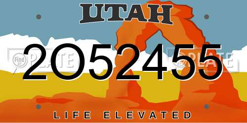 2O52455 Utah License Plate