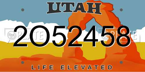 2O52458 Utah License Plate