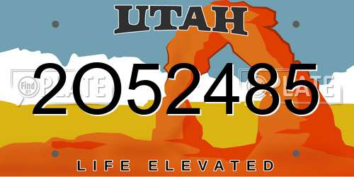 2O52485 Utah License Plate