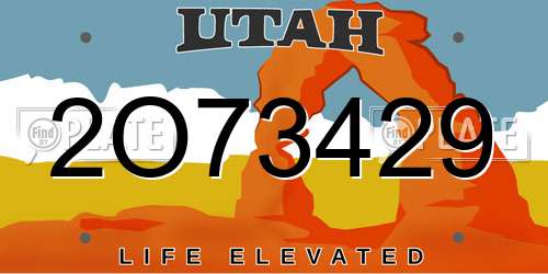 2O73429 Utah License Plate