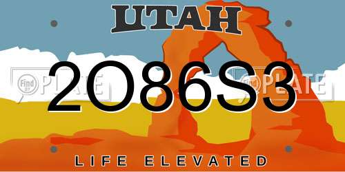 2O86S3 Utah License Plate