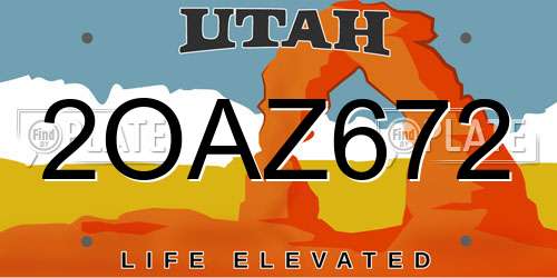 2OAZ672 Utah License Plate