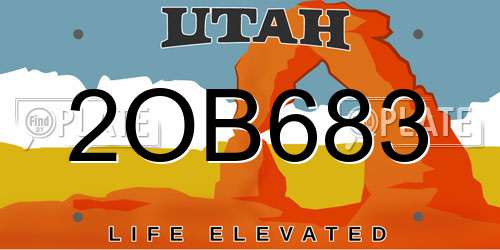2OB683 Utah License Plate