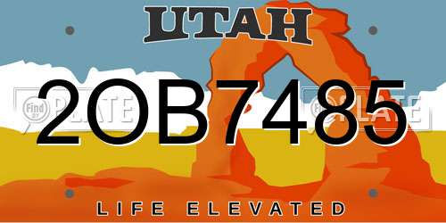 2OB7485 Utah License Plate