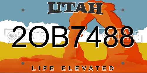 2OB7488 Utah License Plate