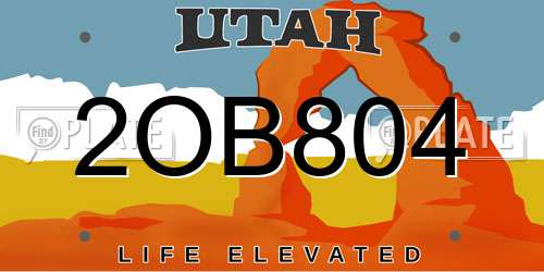 2OB804 Utah License Plate