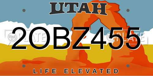 2OBZ455 Utah License Plate