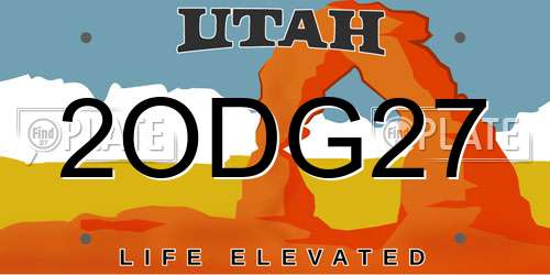 2ODG27 Utah License Plate