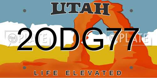 2ODG77 Utah License Plate