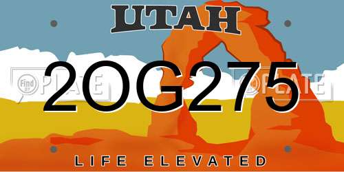 2OG275 Utah License Plate