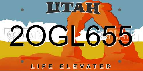 2OGL655 Utah License Plate