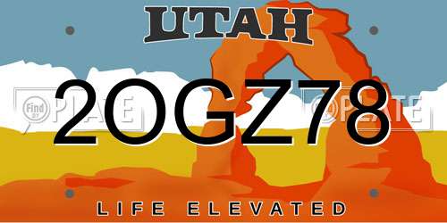 2OGZ78 Utah License Plate