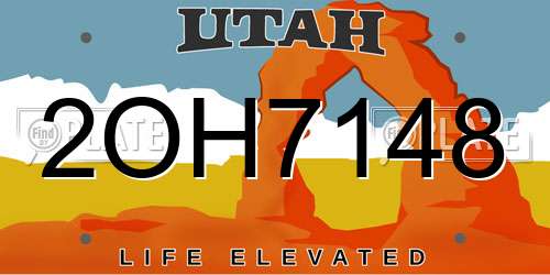 2OH7148 Utah License Plate
