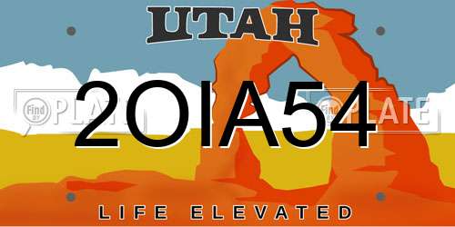 2OIA54 Utah License Plate