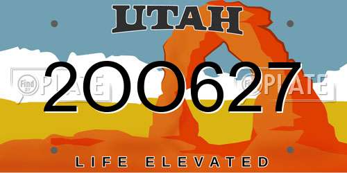 2OO627 Utah License Plate