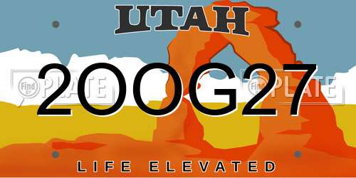 2OOG27 Utah License Plate