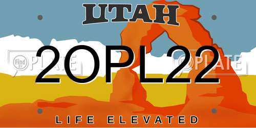 2OPL22 Utah License Plate