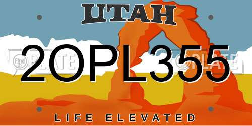 2OPL355 Utah License Plate