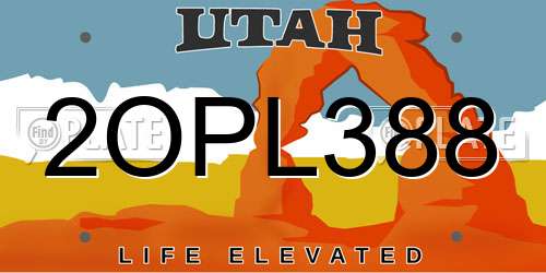 2OPL388 Utah License Plate