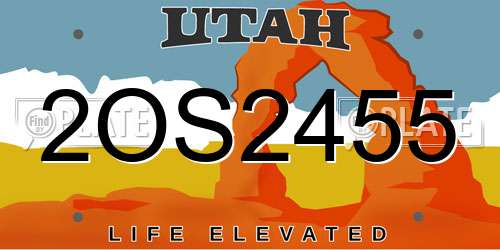 2OS2455 Utah License Plate