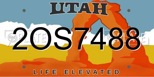 2OS7488 Utah License Plate