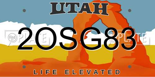 2OSG83 Utah License Plate