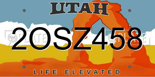 2OSZ458 Utah License Plate