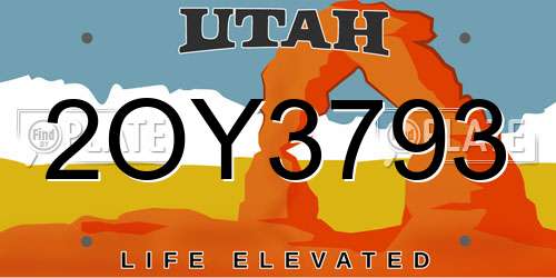 2OY3793 Utah License Plate