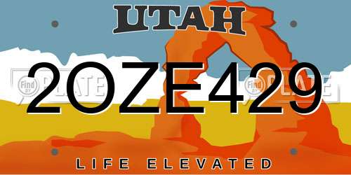 2OZE429 Utah License Plate