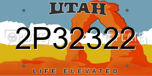 2P32322 Utah License Plate
