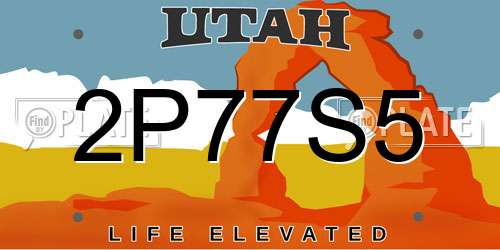 2P77S5 Utah License Plate