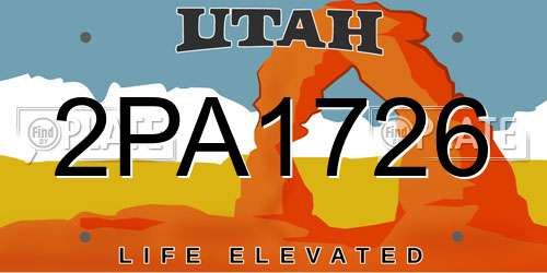2PA1726 Utah License Plate