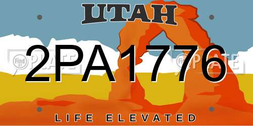 2PA1776 Utah License Plate