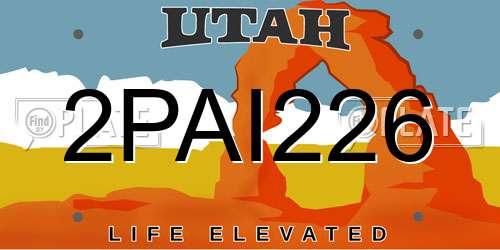 2PAI226 Utah License Plate