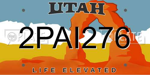 2PAI276 Utah License Plate
