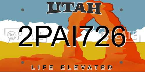 2PAI726 Utah License Plate