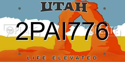 2PAI776 Utah License Plate