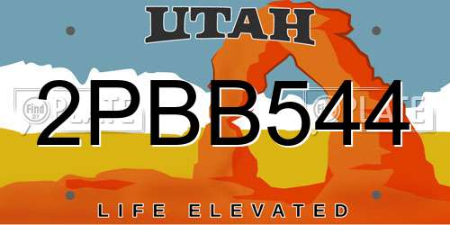 2PBB544 Utah License Plate
