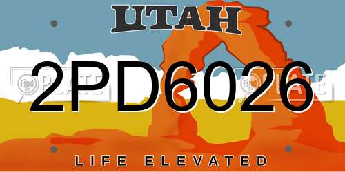 2PD6026 Utah License Plate