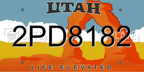 2PD8182 Utah License Plate
