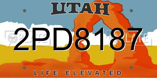 2PD8187 Utah License Plate