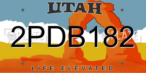 2PDB182 Utah License Plate