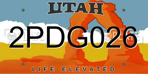 2PDG026 Utah License Plate